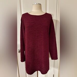 Crepey Burgundy Long Sleeve Blouse | Diane K. Size M